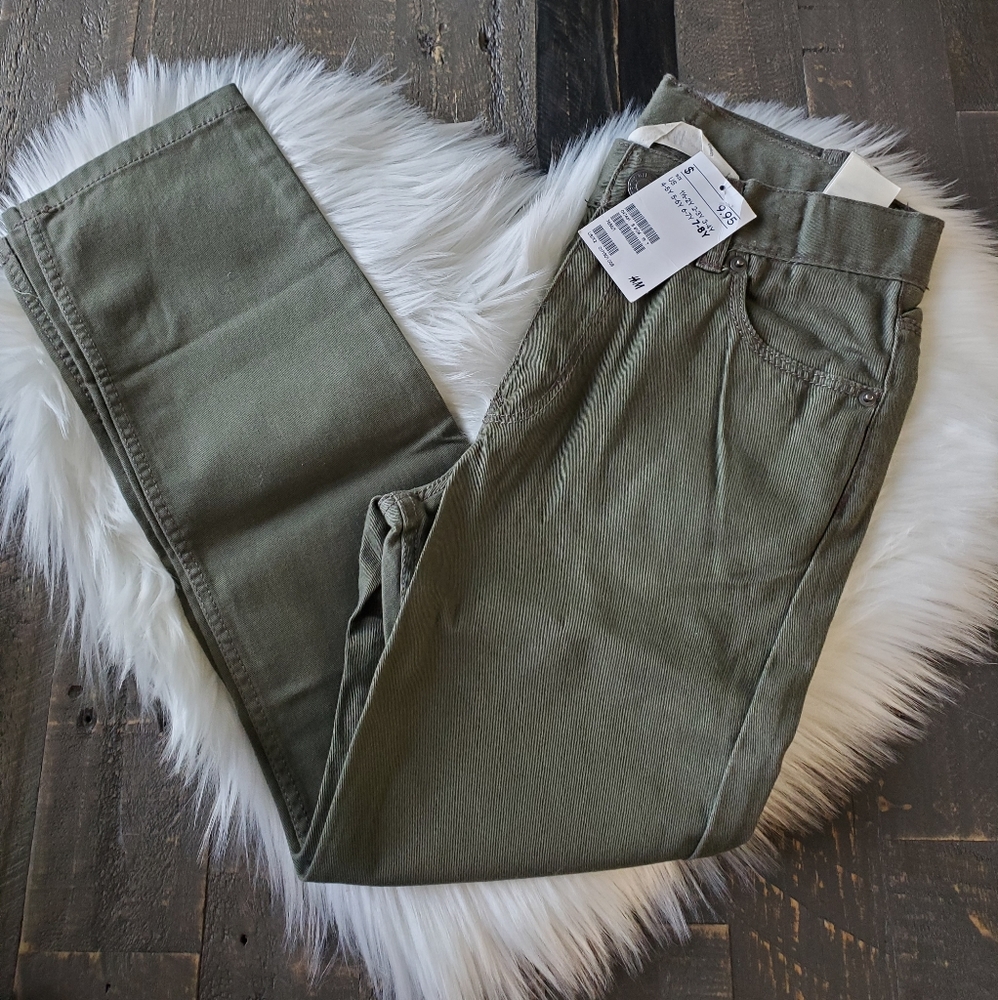 NWT H&M Olive Green Skinny Pants Big Boys Size 7-8